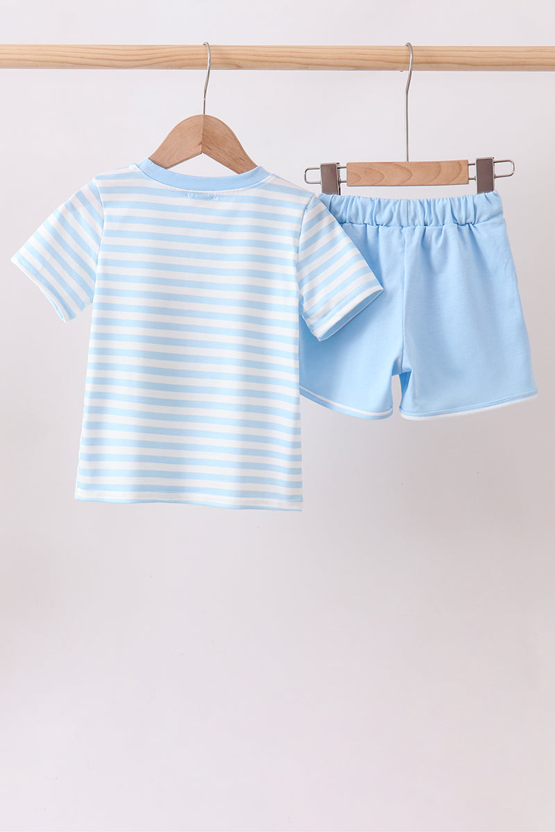 Blue Stripe Apple Book Appliqué Set