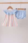 Seashell Stripe Embroidered Bloomer Set