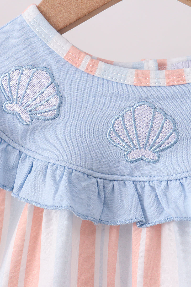 Seashell Stripe Embroidered Bloomer Set