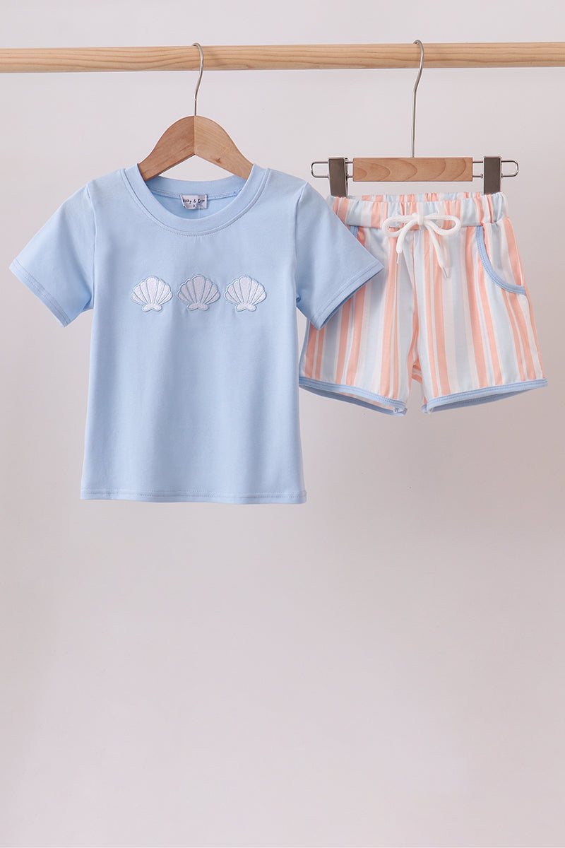 Seashell Stripe Embroidered Set