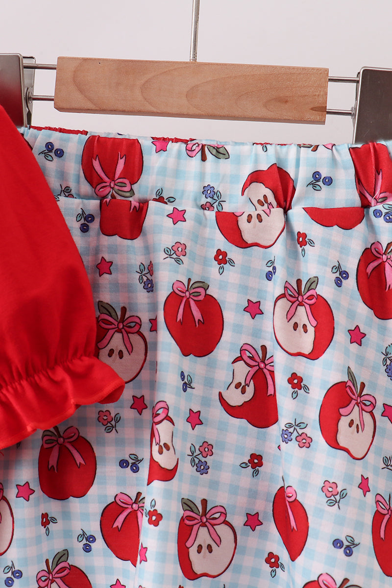 Red School Apple Skorts Set