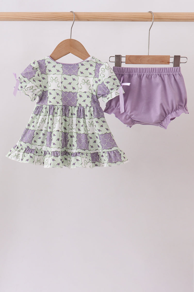 Purple Floral Bloomer Set