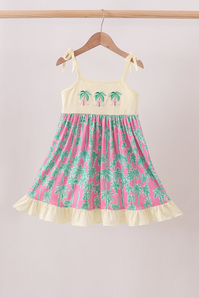 Palm Tree Embroidered Dress