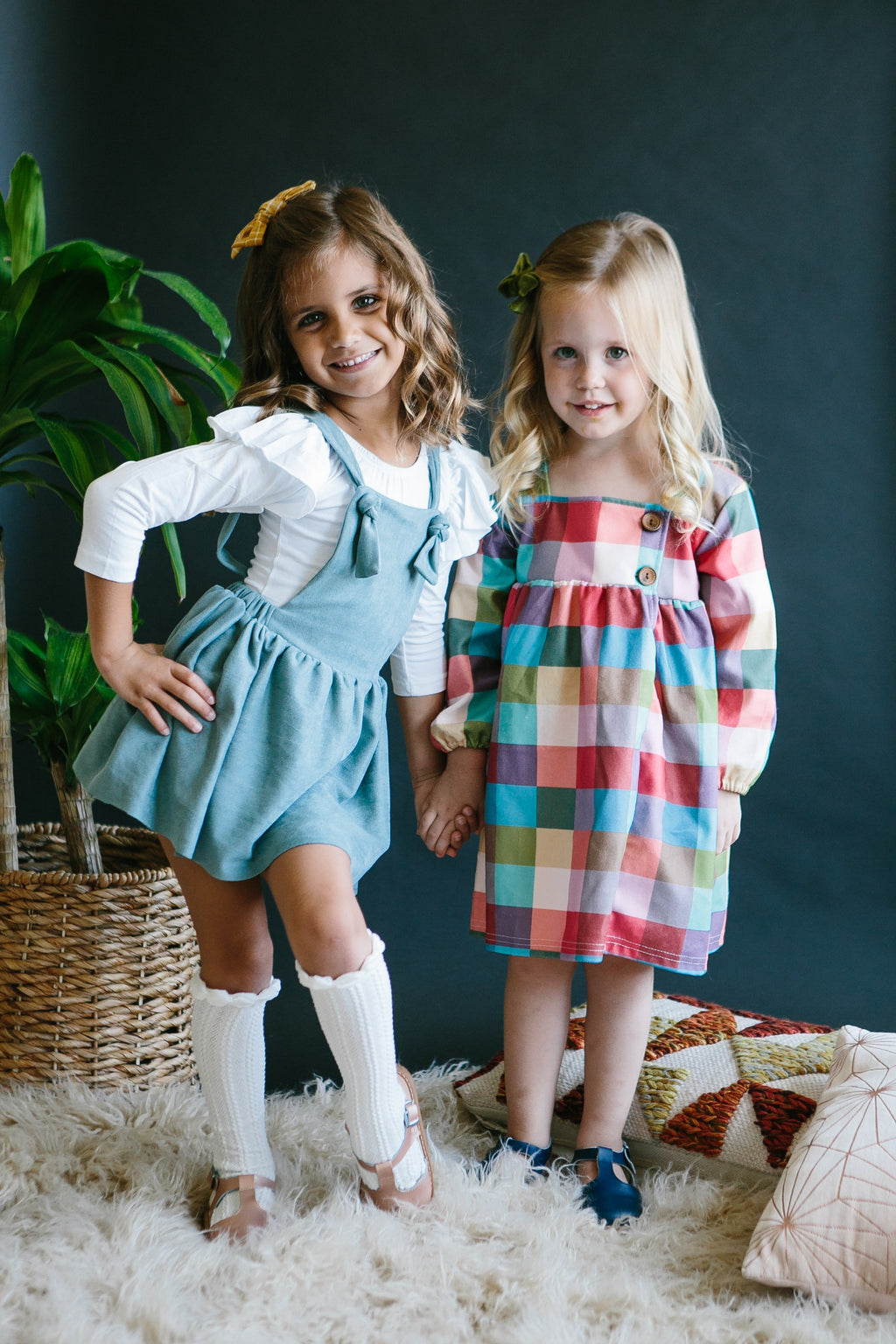 Vintage Blue Faux Suede Pinafore
