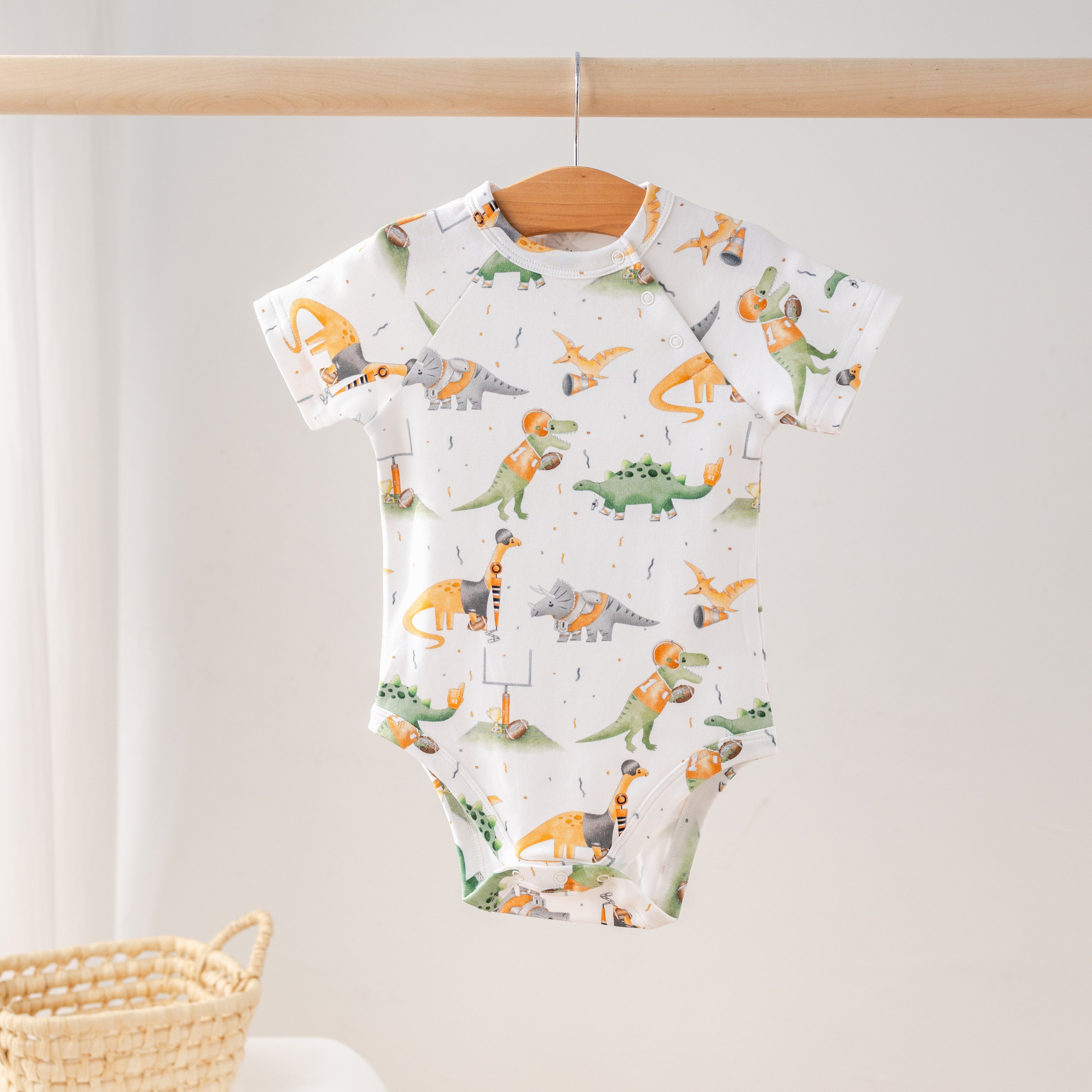 Orange Dino All-Stars Organic Cotton Onesie