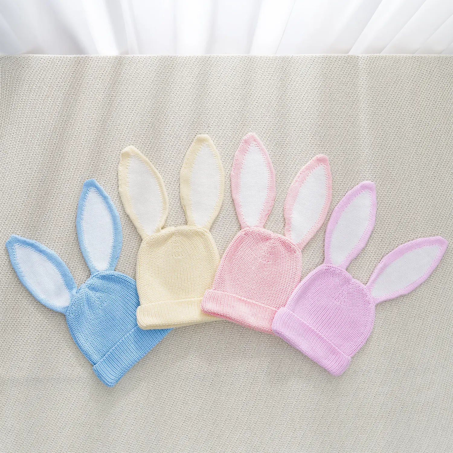 Bunny Ear Knit Beanie in Lilac