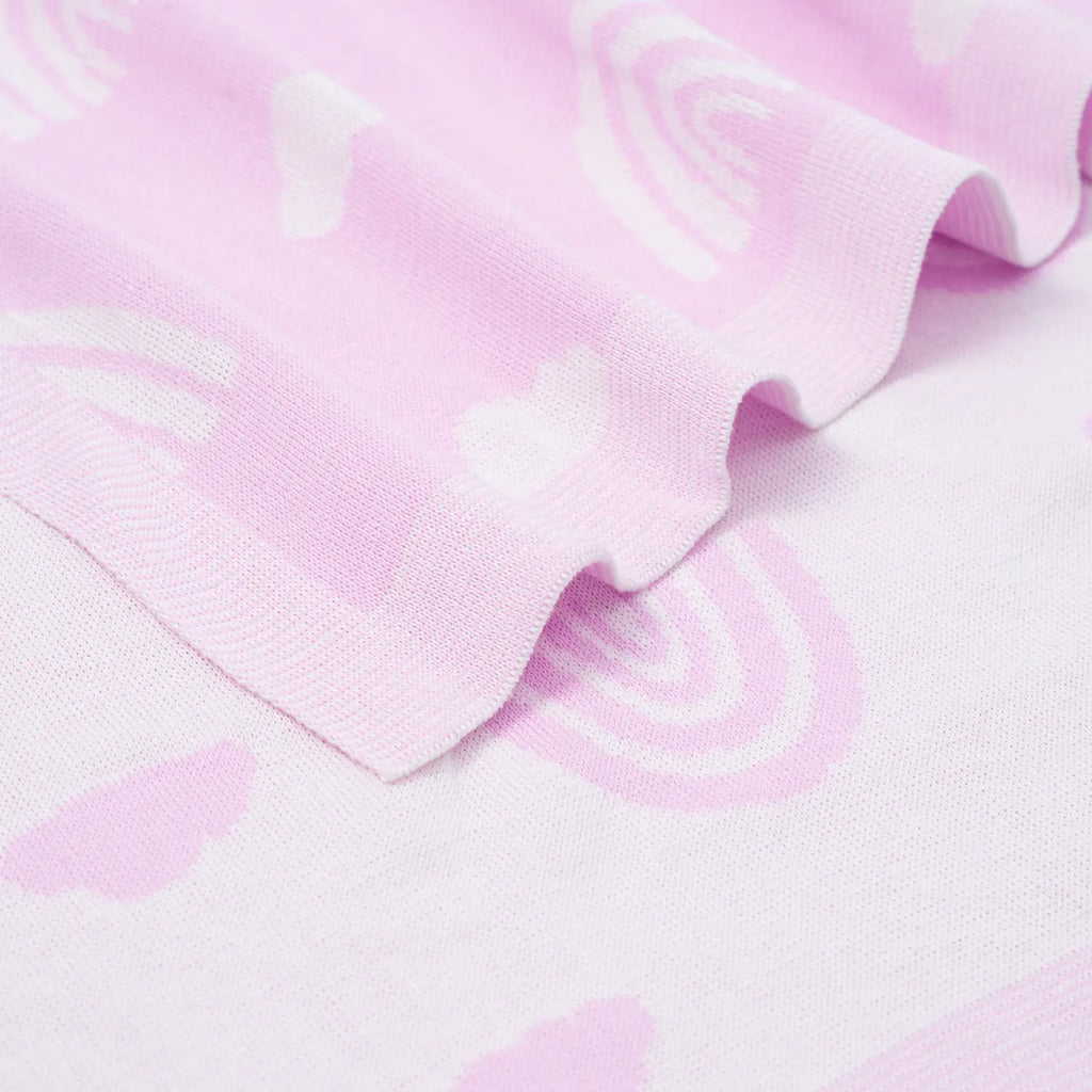 Rainbow Lilac Jacquard Knit Baby Blanket