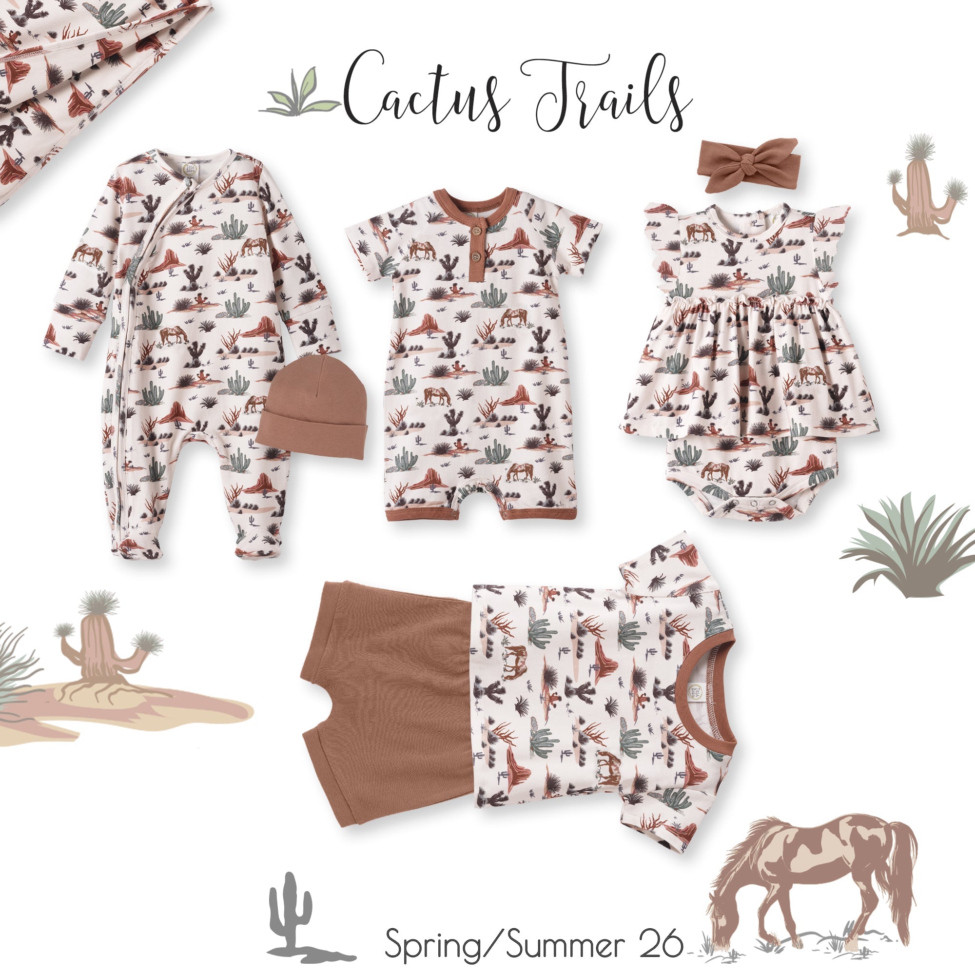 Baby Zipper Romper – Soft Bamboo Cactus Trails Pajamas