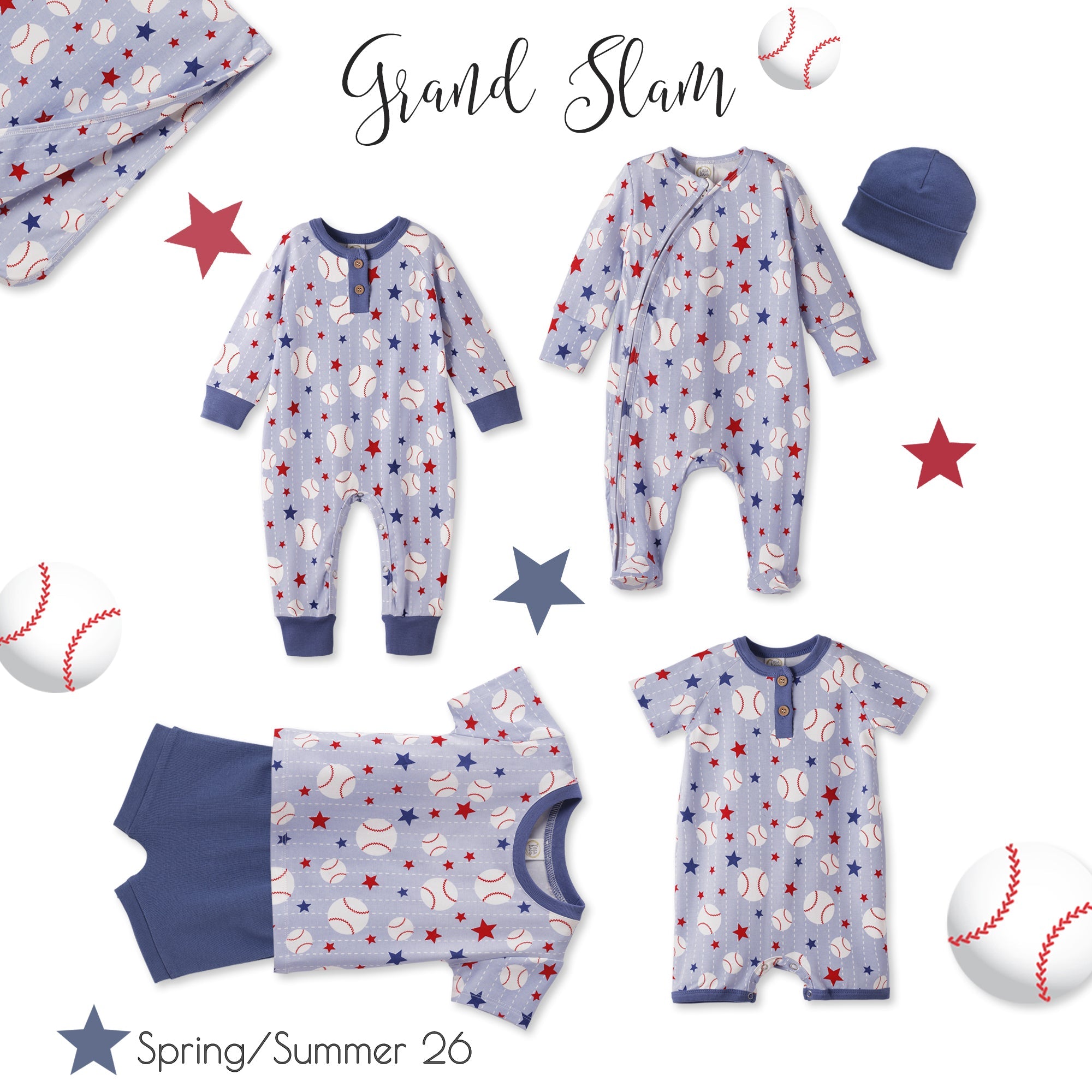 Grand Slam Baseball Bamboo Tee & Cotton Shorts Set for Boys