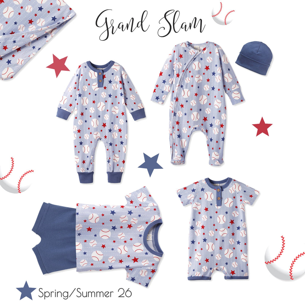 Grand Slam Baseball Bamboo Shorty Romper for Baby Boys