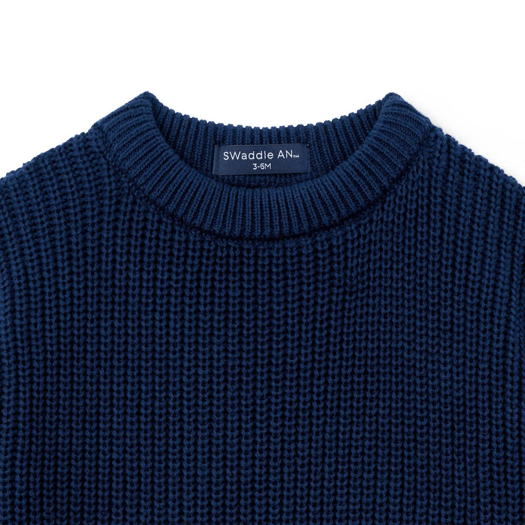 Classic Chunky Knit Baby Romper in Navy