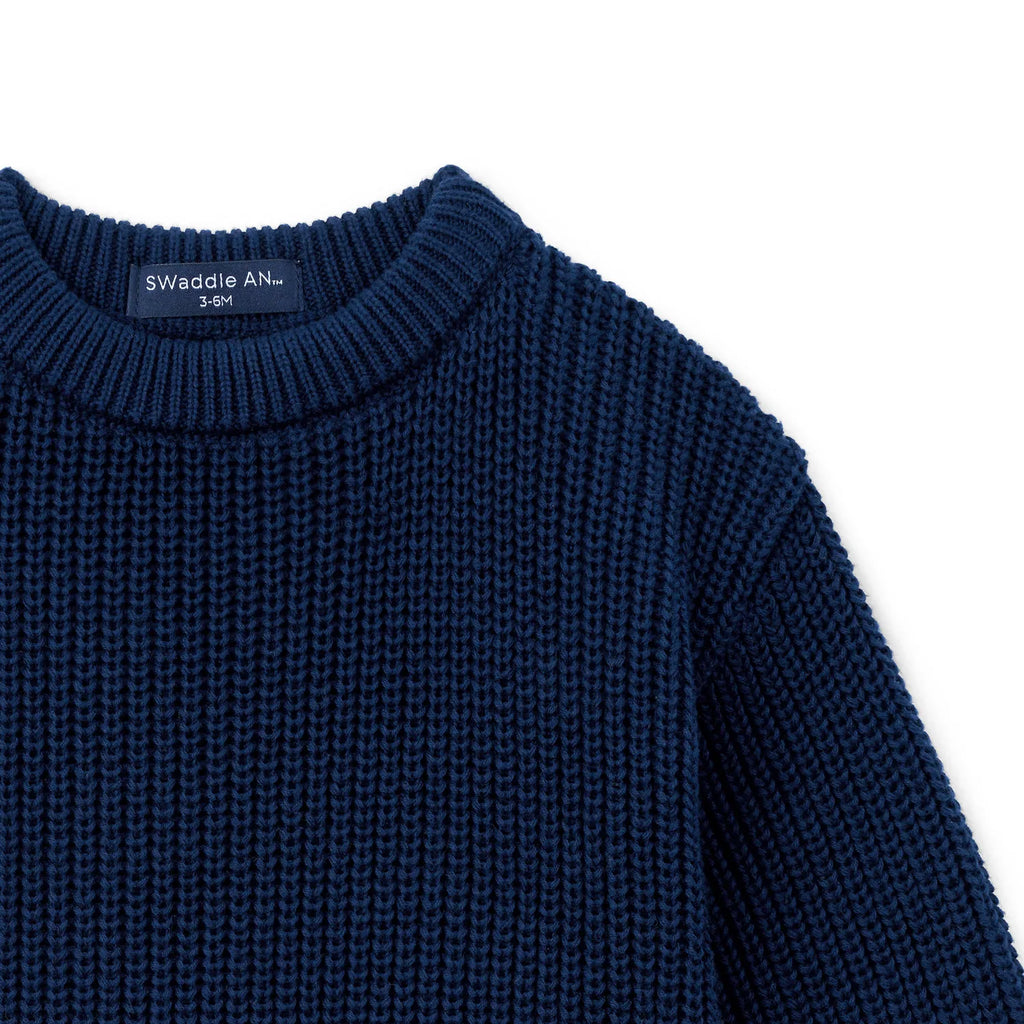 Classic Chunky Knit Baby Romper in Navy