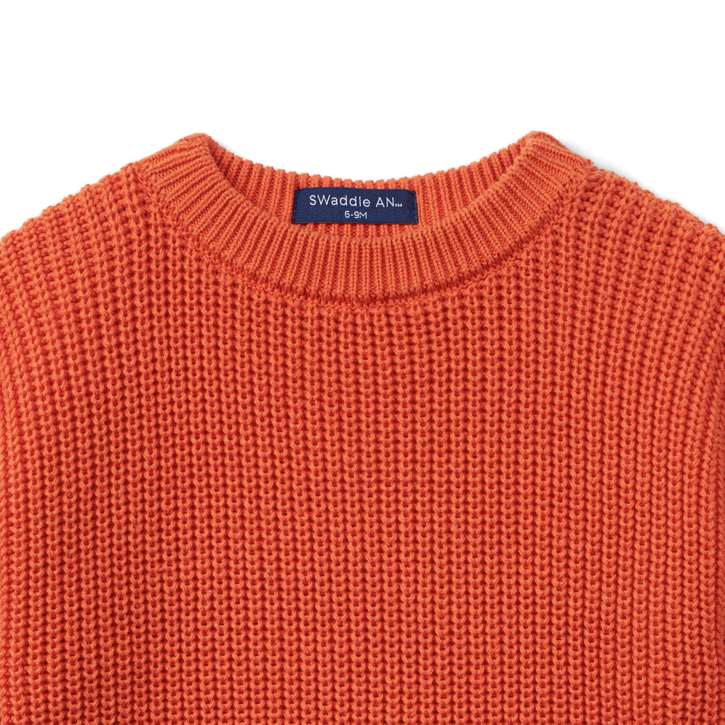 Classic Chunky Knit Baby Romper in Orange Rust