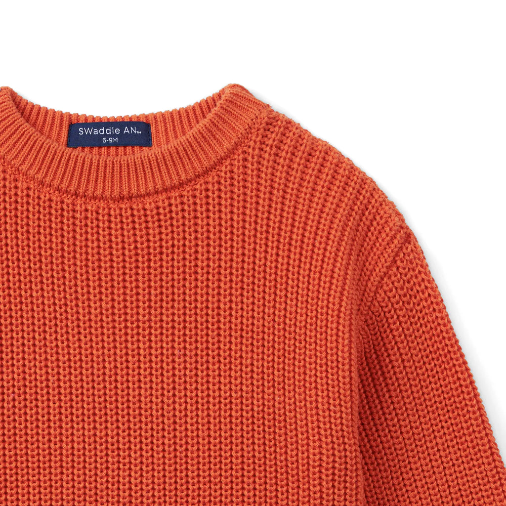Classic Chunky Knit Baby Romper in Orange Rust