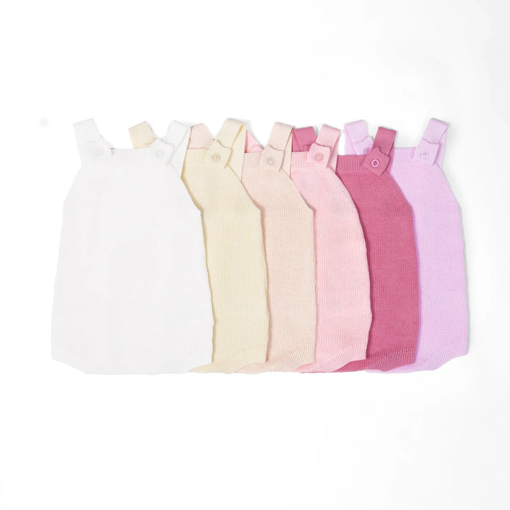 Baby Knit Button Strap Romper in Lilac
