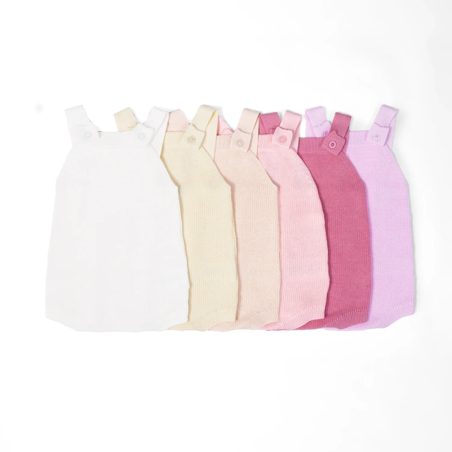 Baby Knit Button Strap Romper in Rose Pink