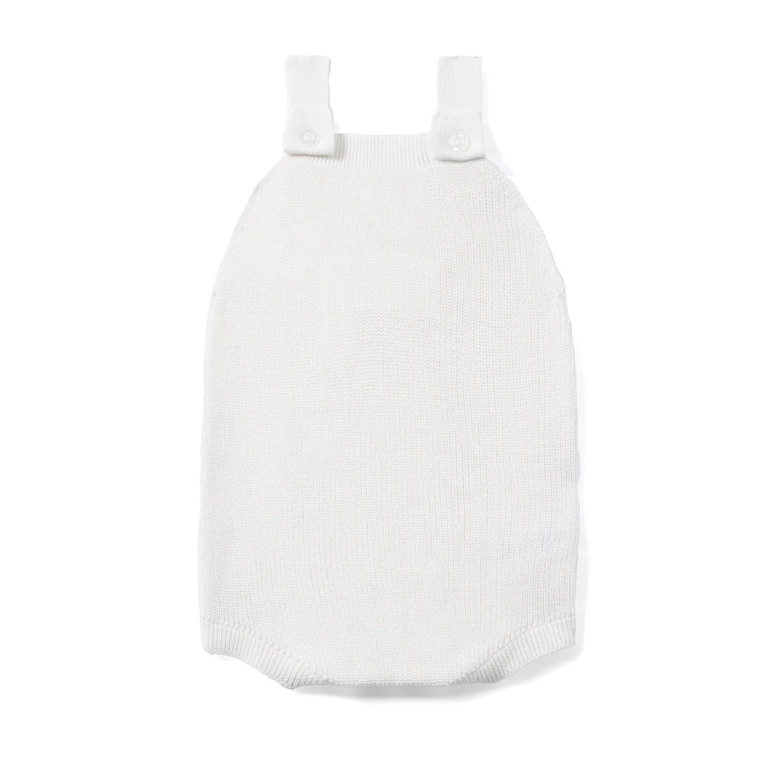 Baby Knit Button Strap Romper in White