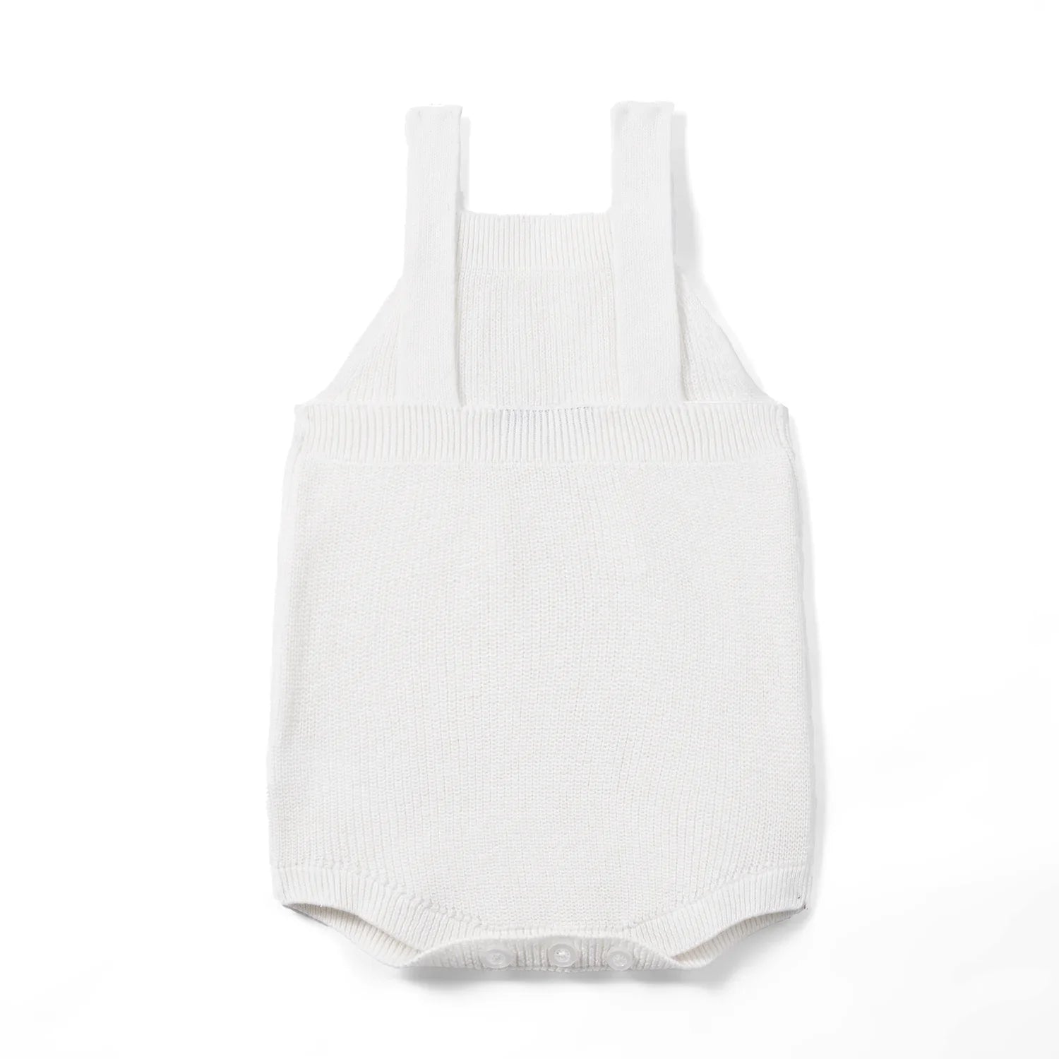 Baby Knit Button Strap Romper in White