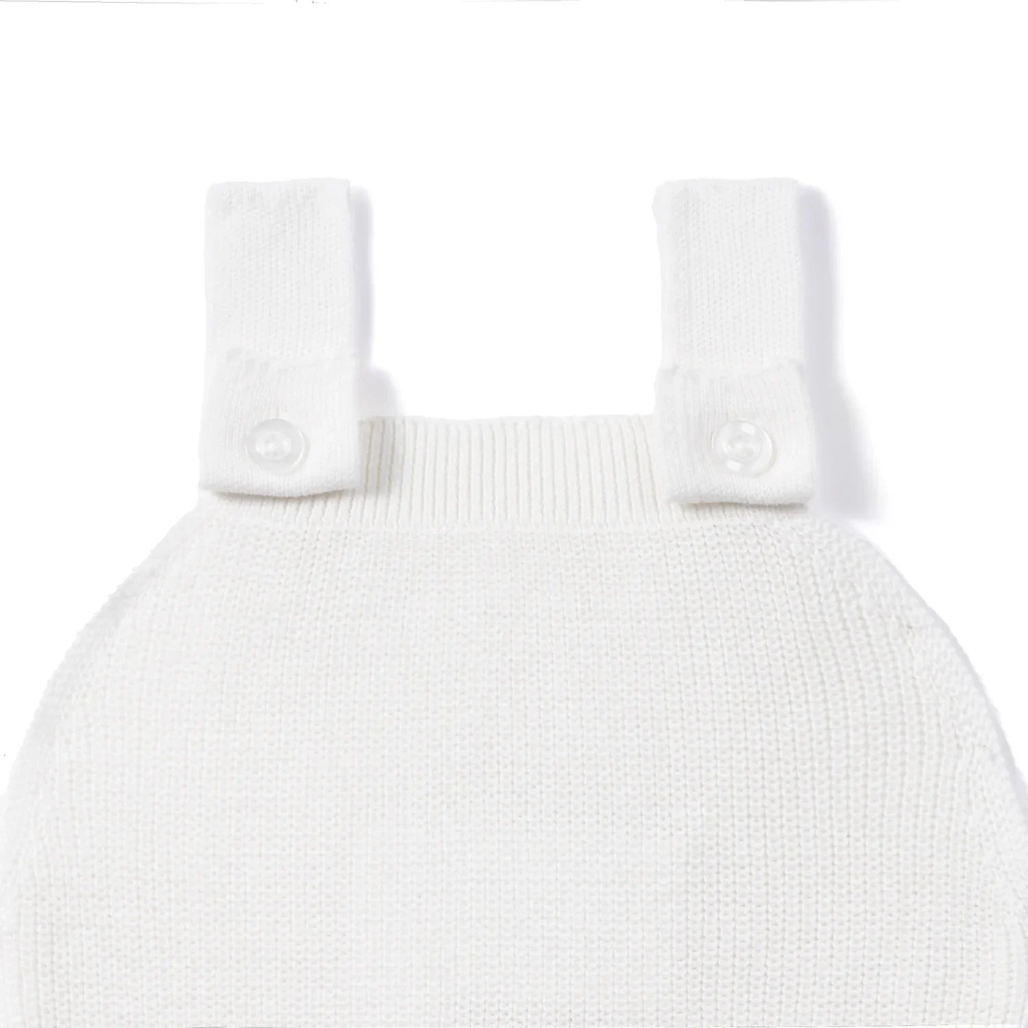 Baby Knit Button Strap Romper in White