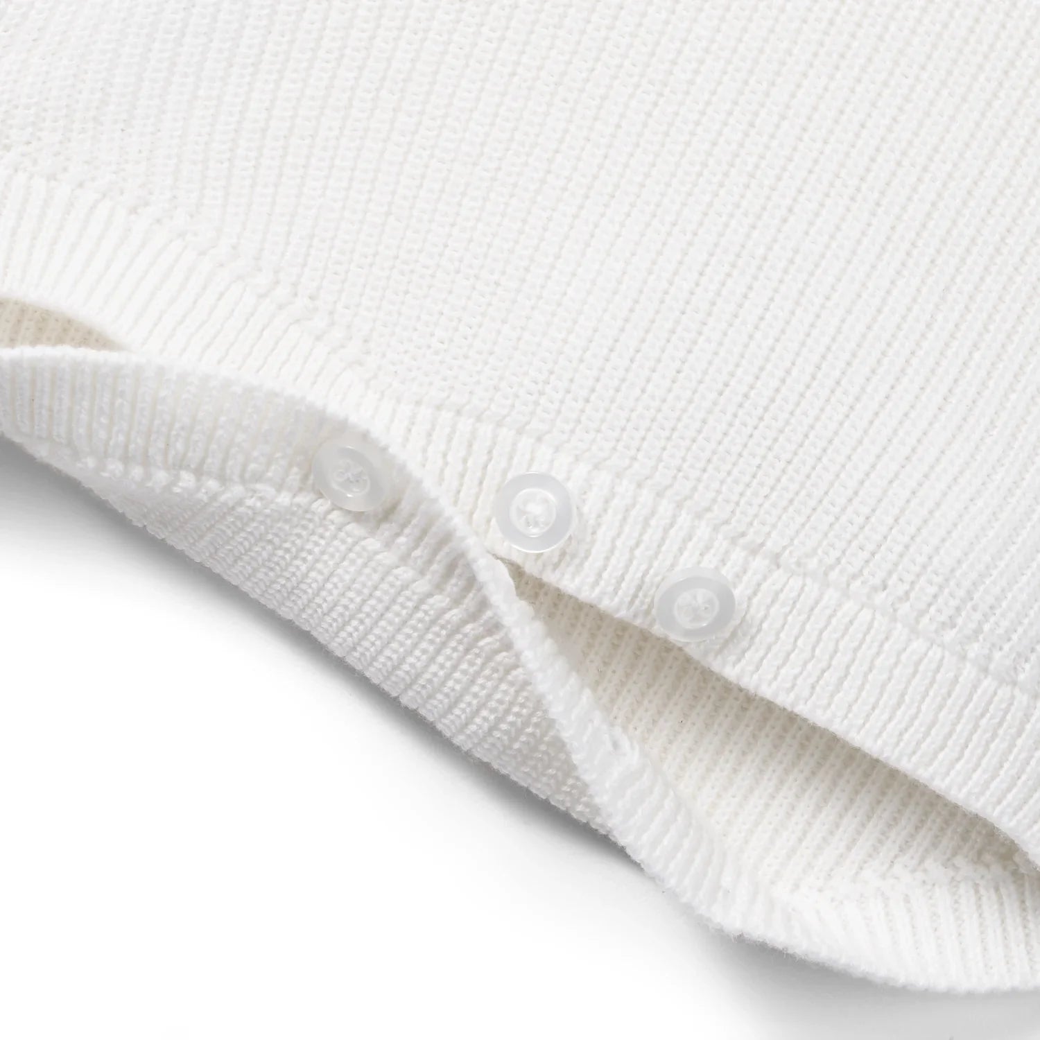 Baby Knit Button Strap Romper in White