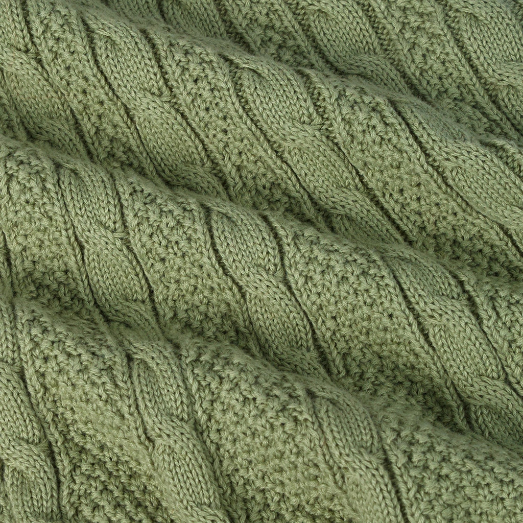 Cable Knit Polo Dress in Sage Green