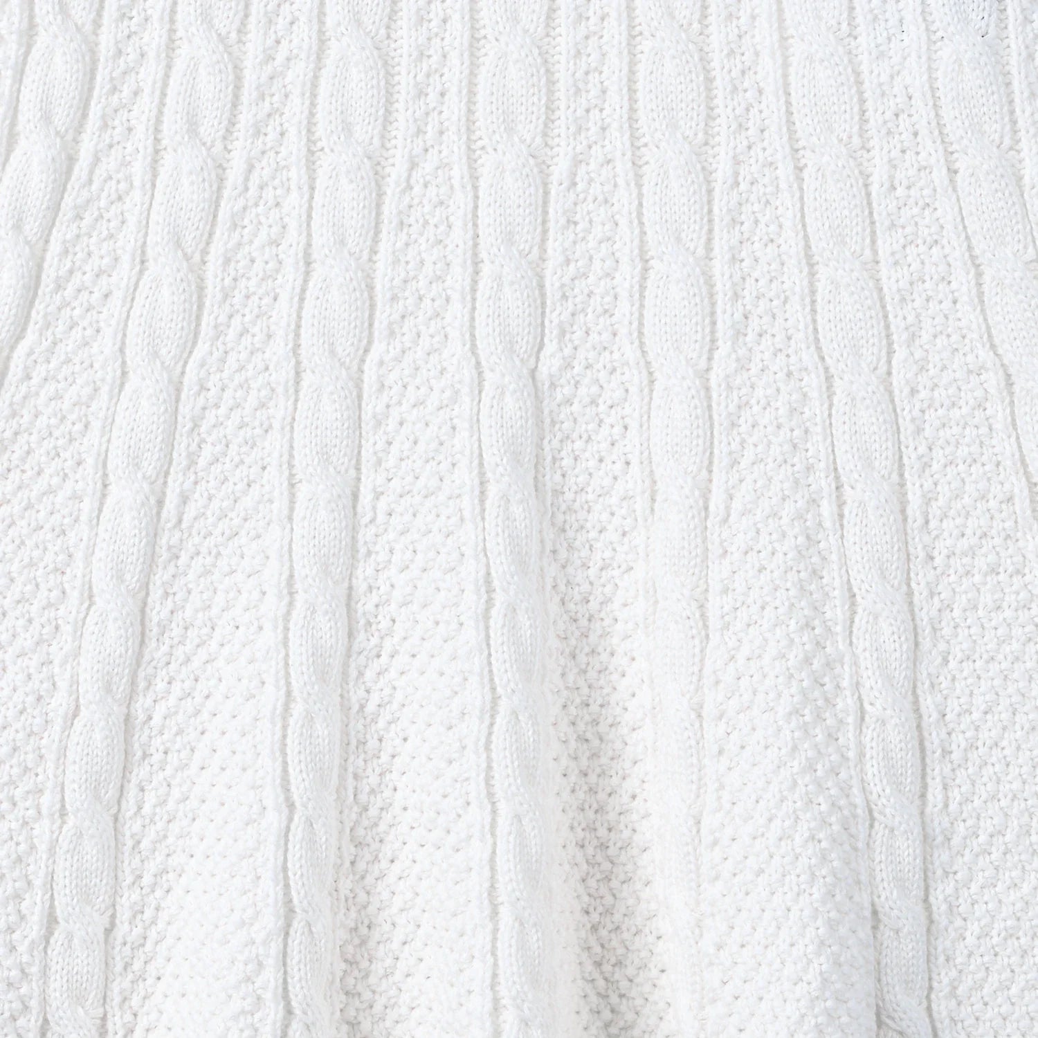 Cable Knit Polo Dress in White