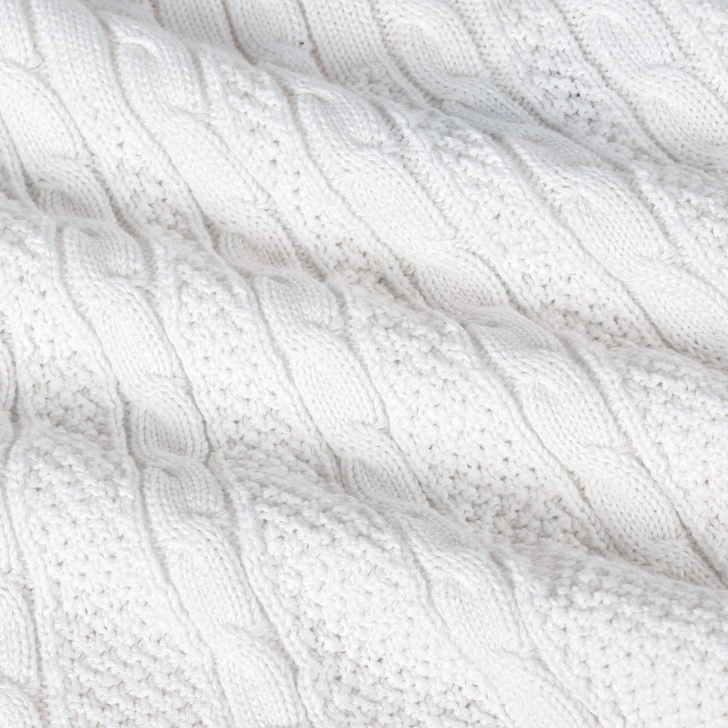 Cable Knit Polo Dress in White
