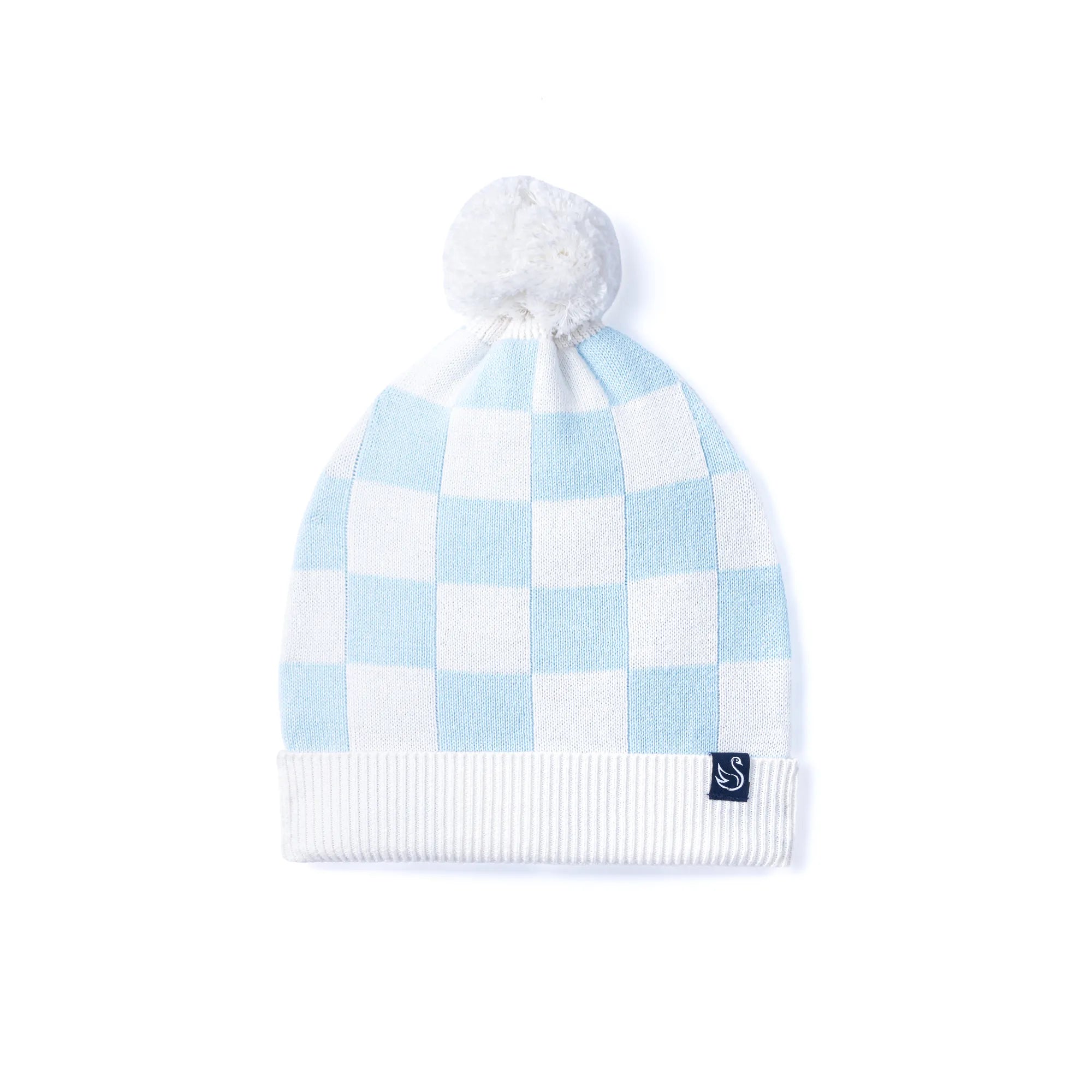 Blue Checker Baby Knit Beanie