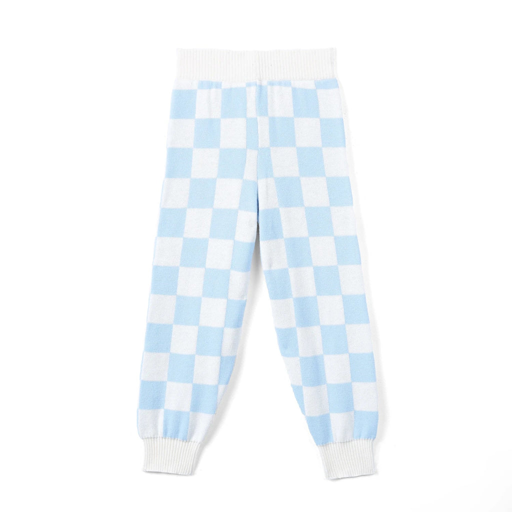 Blue Checker Knit Jogger Pants