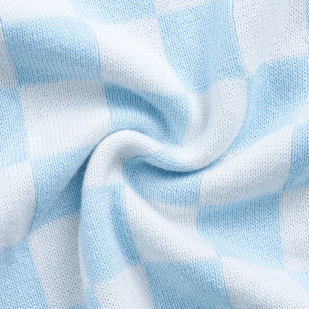 Blue Checker Knit Jogger Pants