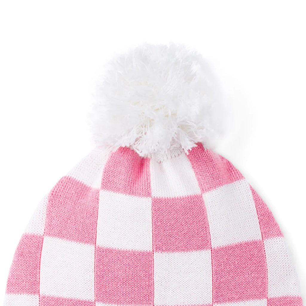 Pink Checker Baby Knit Beanie