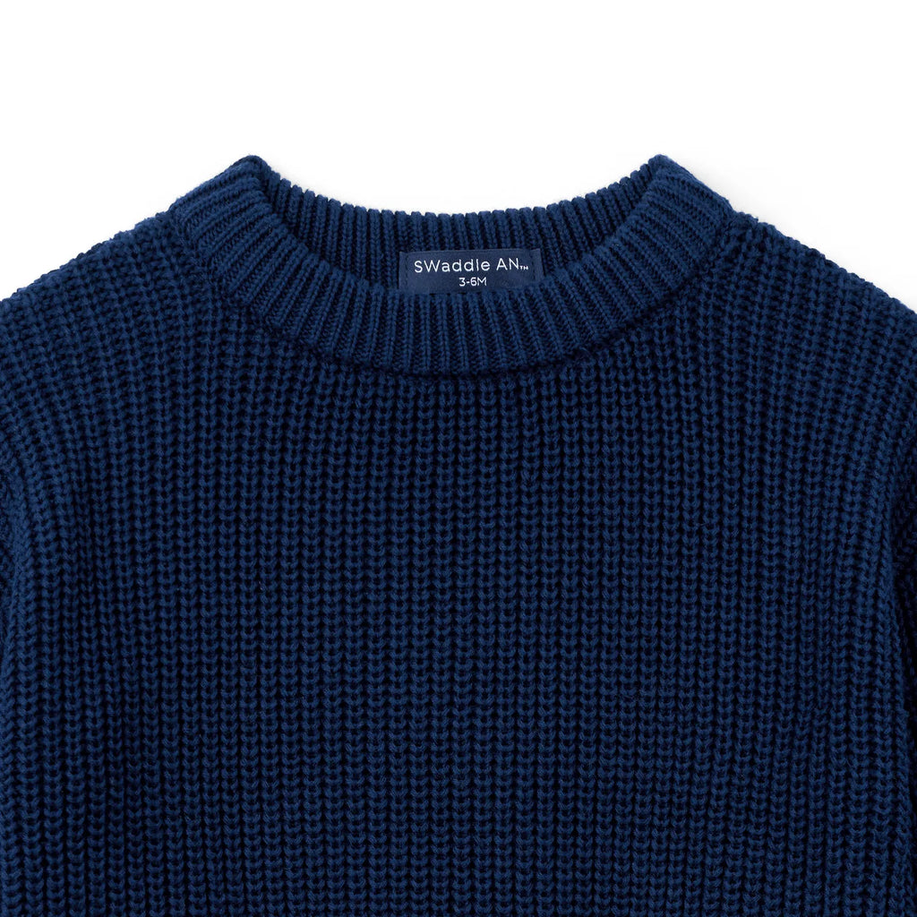 Classic Knit Baby Sweater in Navy