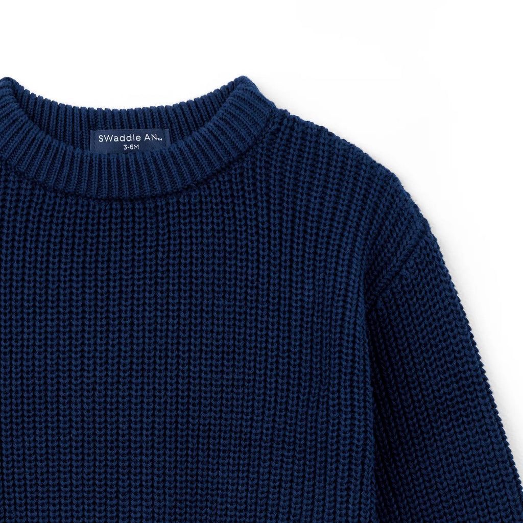 Classic Knit Baby Sweater in Navy