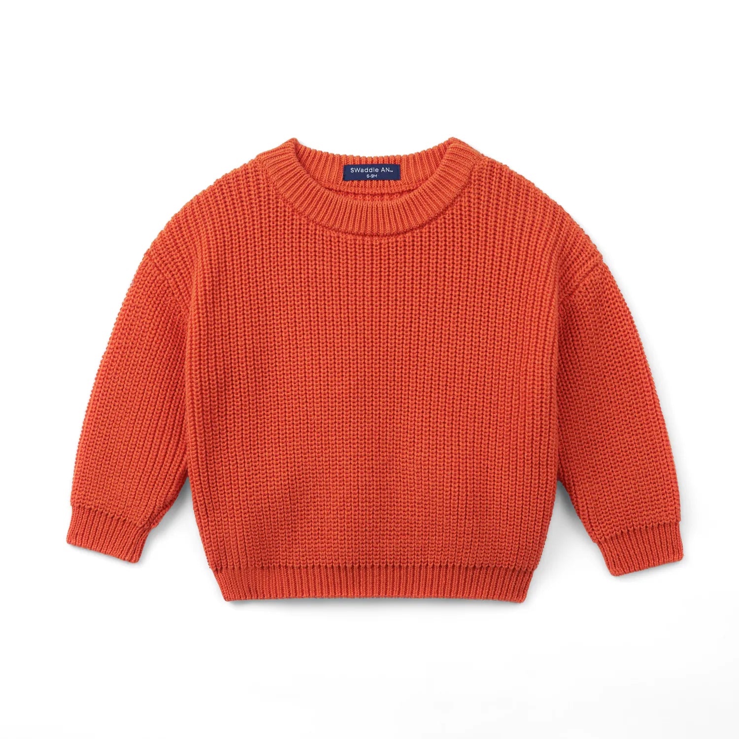 Classic Knit Baby Sweater in Orange Rust