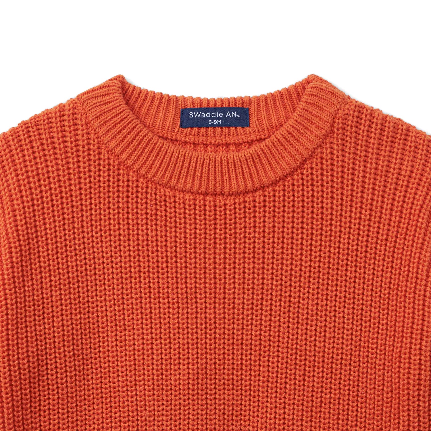 Classic Knit Baby Sweater in Orange Rust