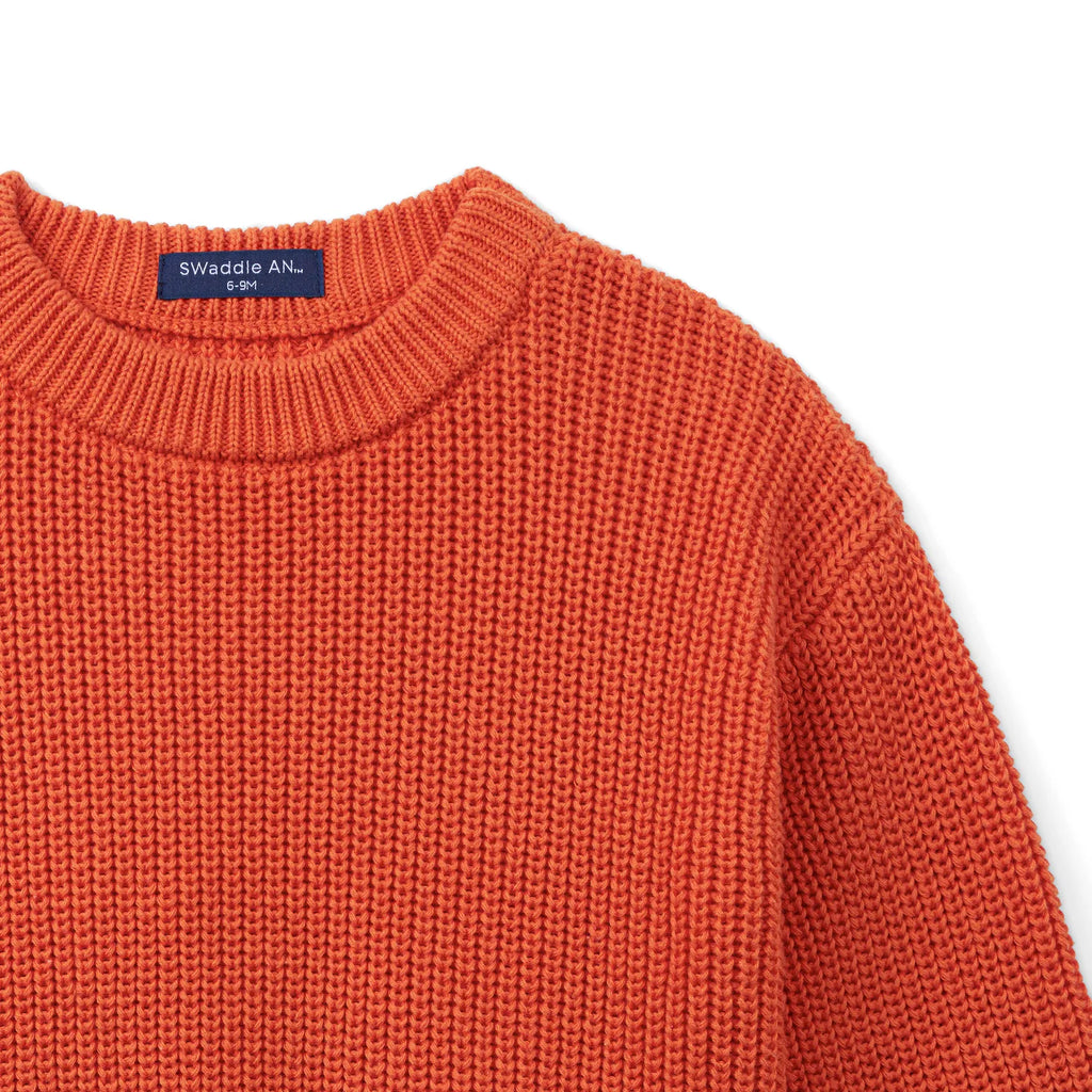 Classic Knit Baby Sweater in Orange Rust