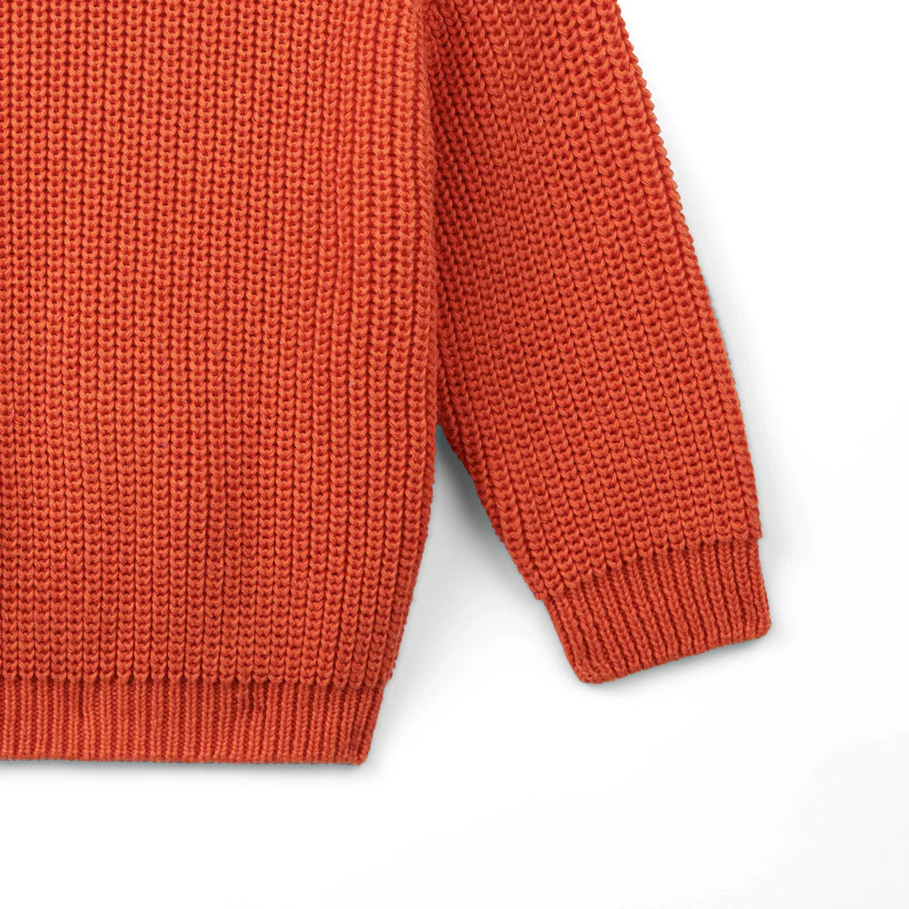 Classic Knit Baby Sweater in Orange Rust