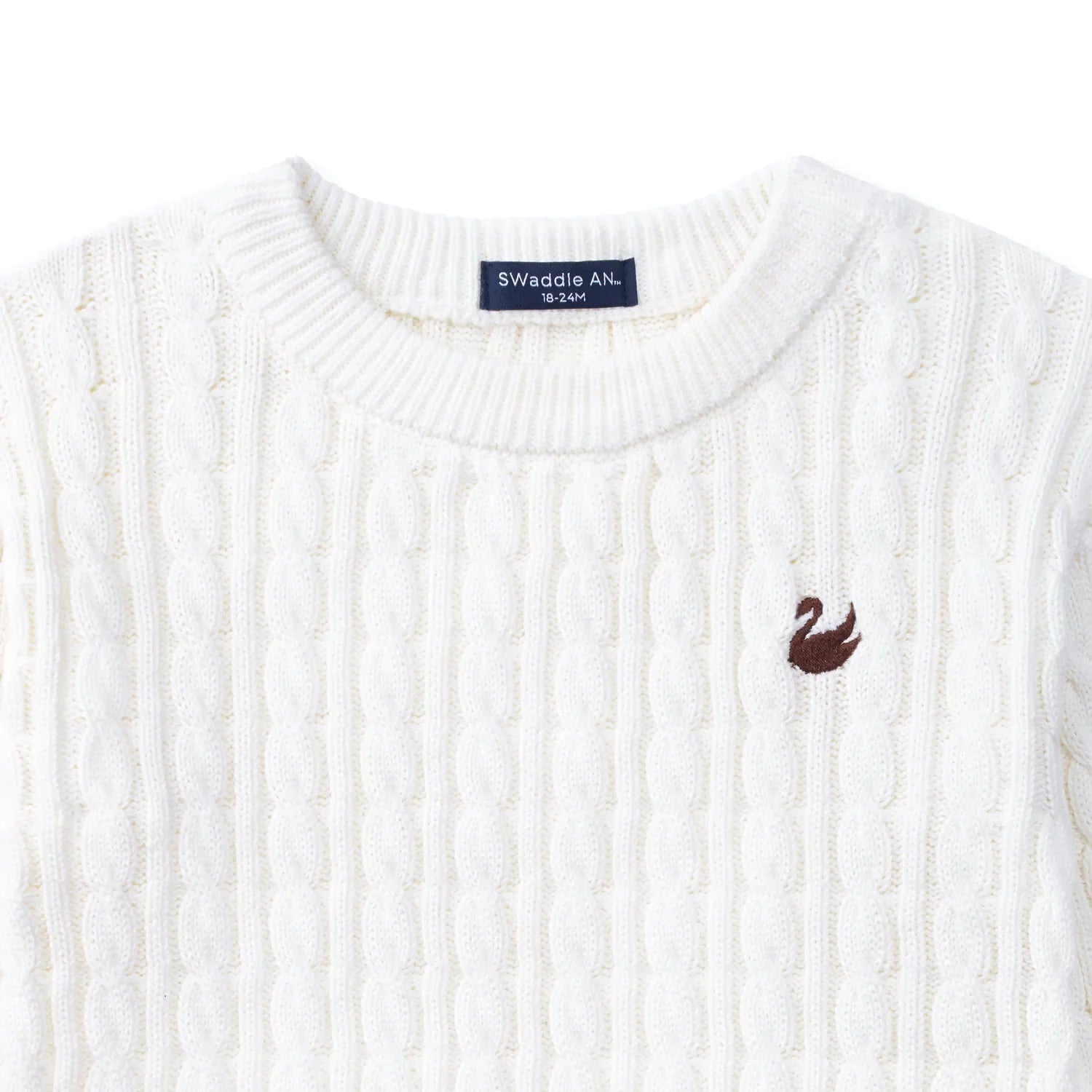 Classic Cable Knit Baby Sweater in White