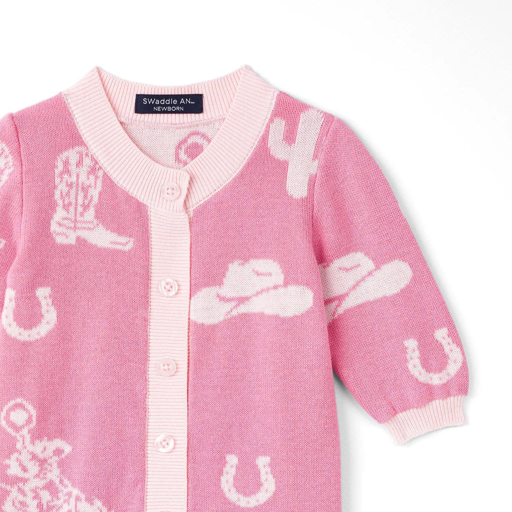 Cowgirl Baby Knit Button Romper