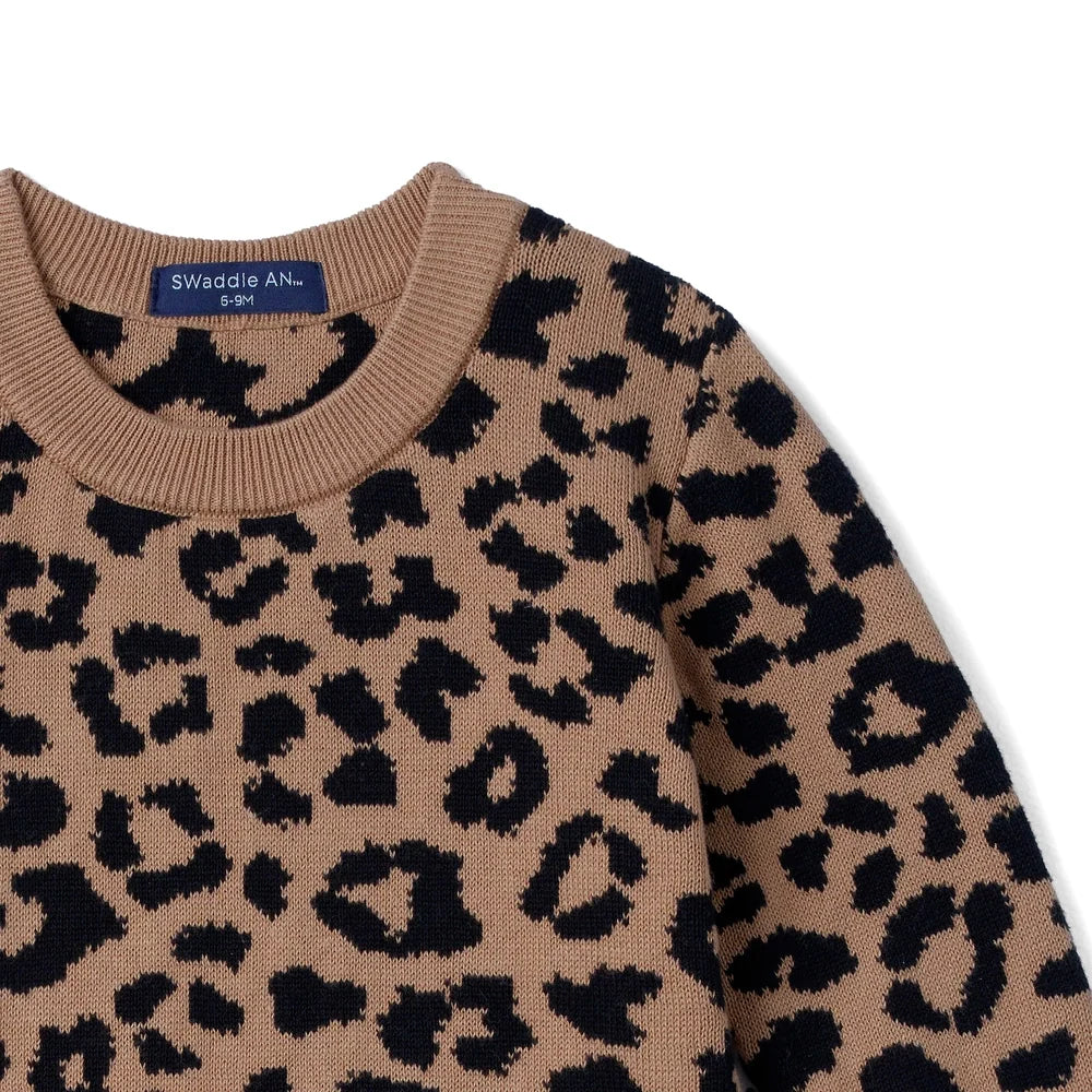 Leopard Baby Knit Ruffle Romper