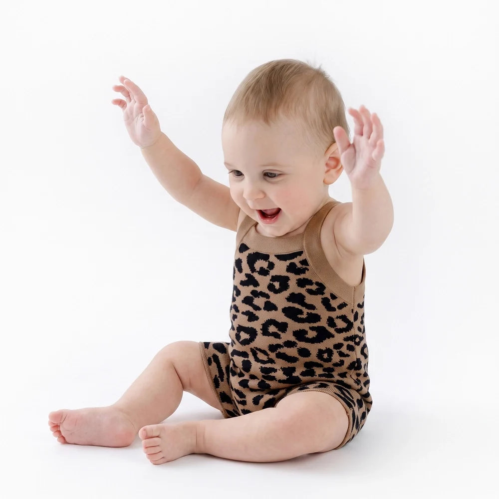 Leopard Baby Knit Playsuit