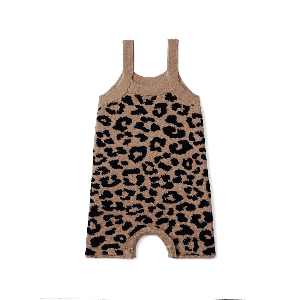 Leopard Baby Knit Playsuit