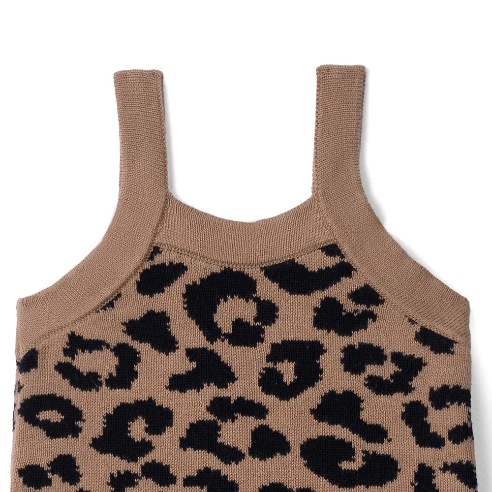 Leopard Baby Knit Playsuit