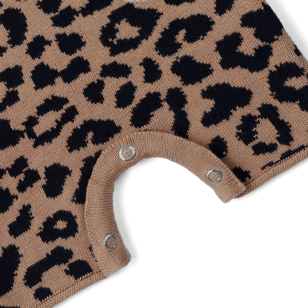 Leopard Baby Knit Playsuit