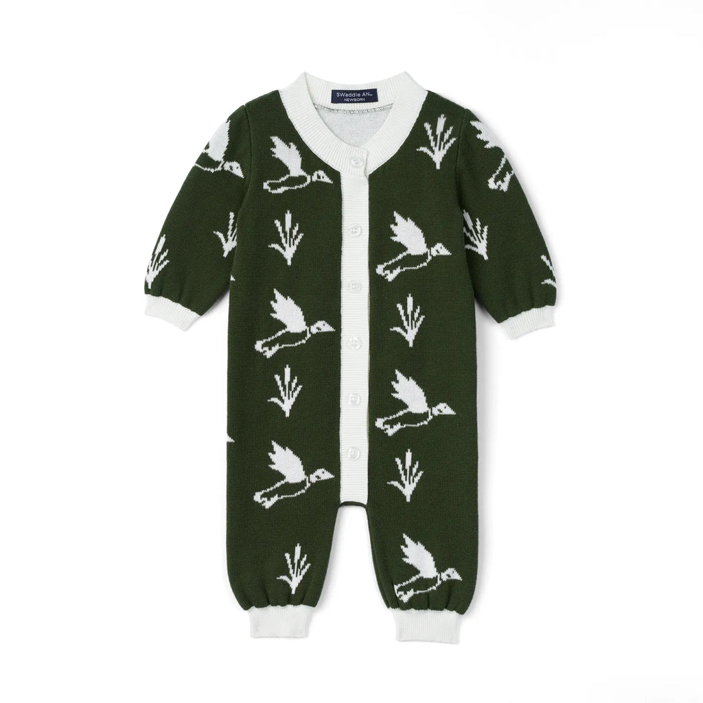 Mallard Duck Baby Knit Button Romper