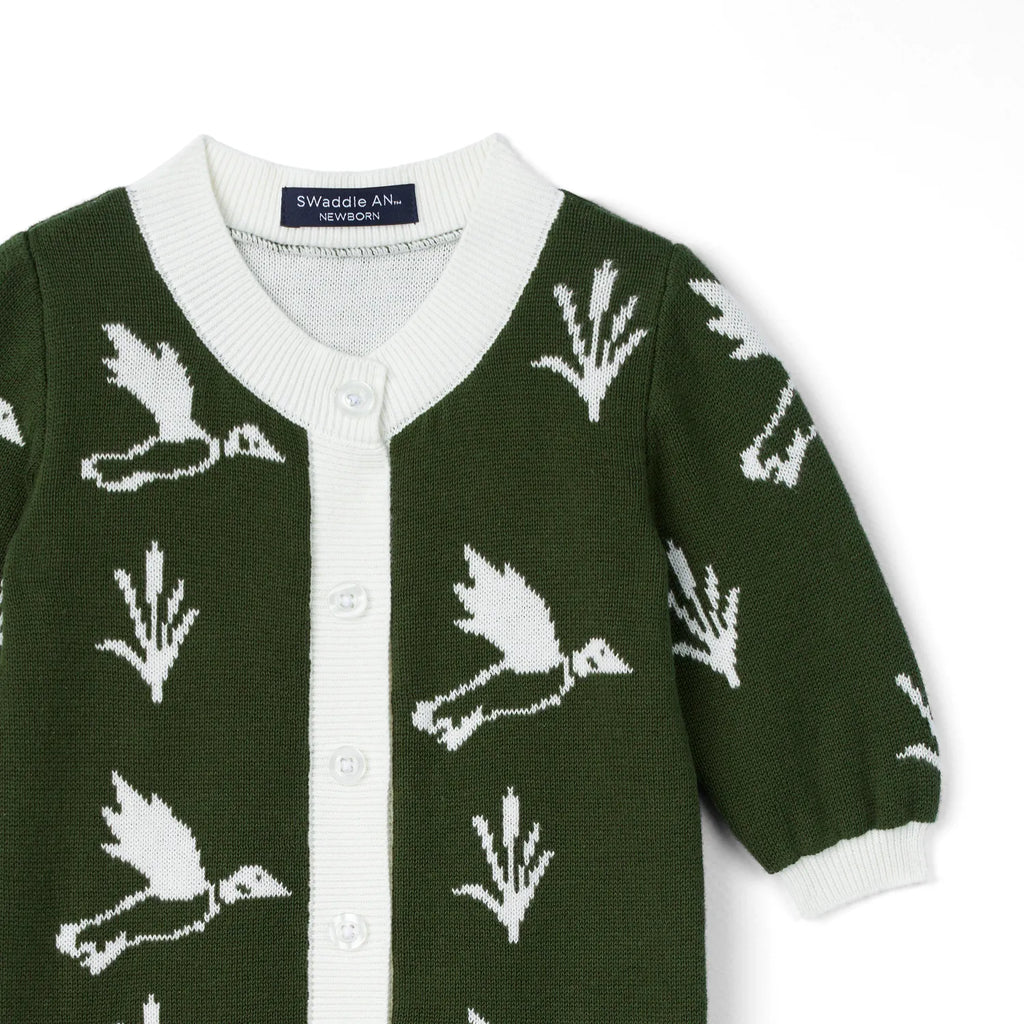 Mallard Duck Baby Knit Button Romper