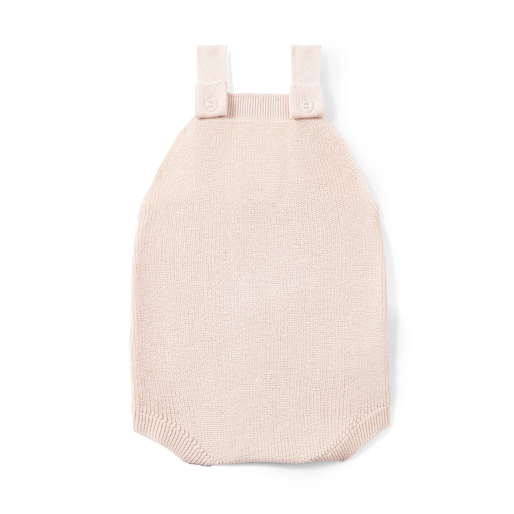 Baby Knit Button Strap Romper in Beige
