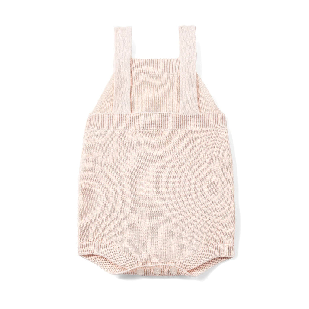 Baby Knit Button Strap Romper in Beige