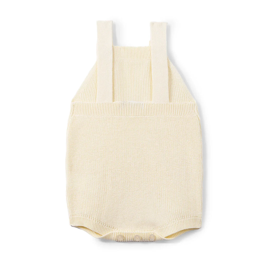 Baby Knit Button Strap Romper in Cream