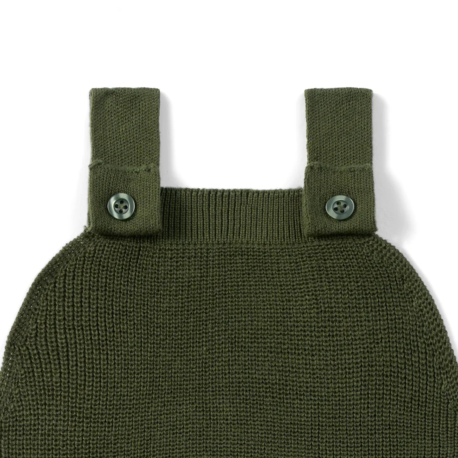 Baby Knit Button Strap Romper in Forest Green